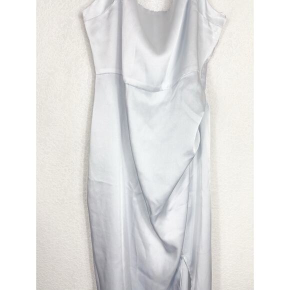 Zara Light Blue Chain Strap Satin Effect Midi Dress Size Medium Cocktail - Picture 9 of 14